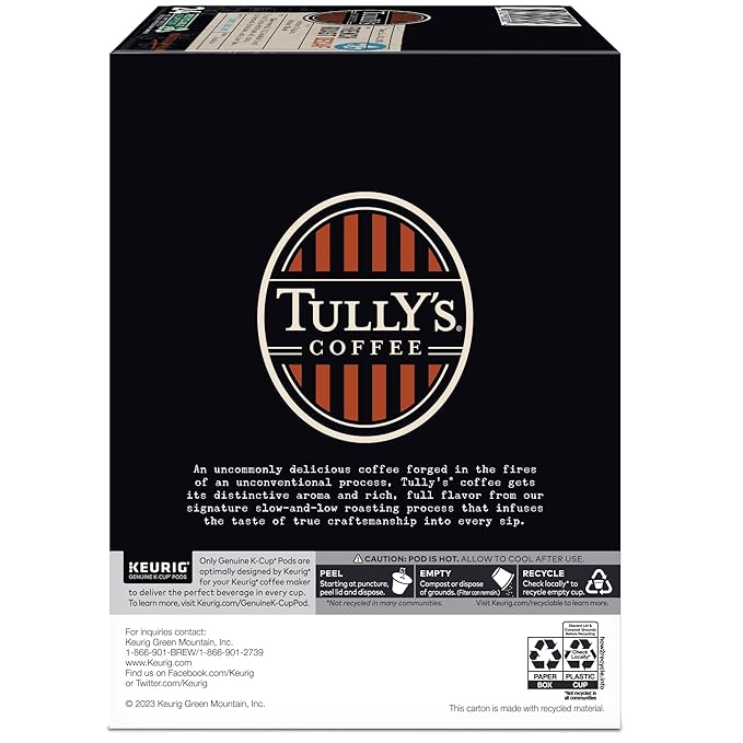 Tully's Coffee French Roast Decaf, Keurig Single-Serve K-Cup Pods, Dark Roast, 96 Count