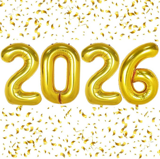 2026 Balloons Gold Number 2026 Balloon-16 Inch Number Foil Balloons for Graduation Party Decorations 2026