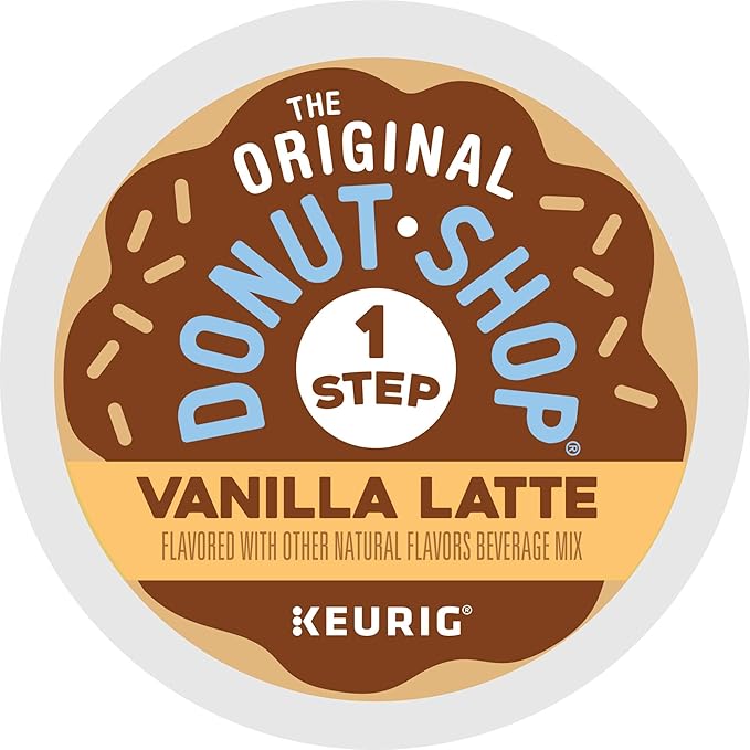 The Original Donut Shop Vanilla One-Step Latte, Single Serve Coffee K-Cup Pod, Flavored Coffee, 60 Count (6 Packs of 10)