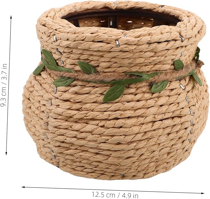 Luxshiny Woven Flower Basket Vase Handmade Decorative Floor Vase with Nordic Design for Organizing Items Unique Tabletop Planter for Living Room Study Room