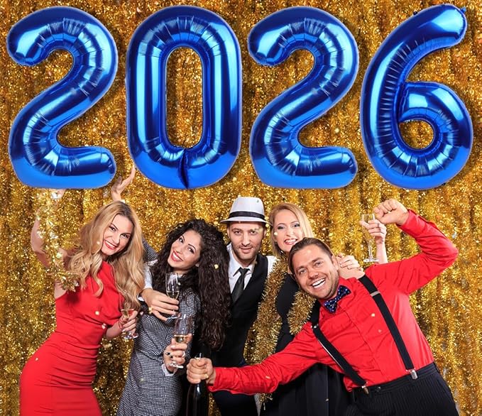 2026 Number Balloon 40 Inch, Dark Blue Eve Party Decorations 2026 Balloon for Happy New Years, Number Balloons for 20 26 Girls Boys Babies, Wedding Bridal Shower Anniversaries Party