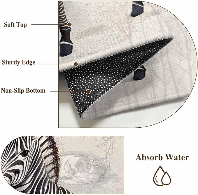 Area Rug 6x9ft, Zebra Black Stripe Animal Portrait Washable Rugs for Living Room Bedroom, Vintage Tree Branch Soft Non-Slip Area Rugs Rectangle Floor Carpet for Dining Room