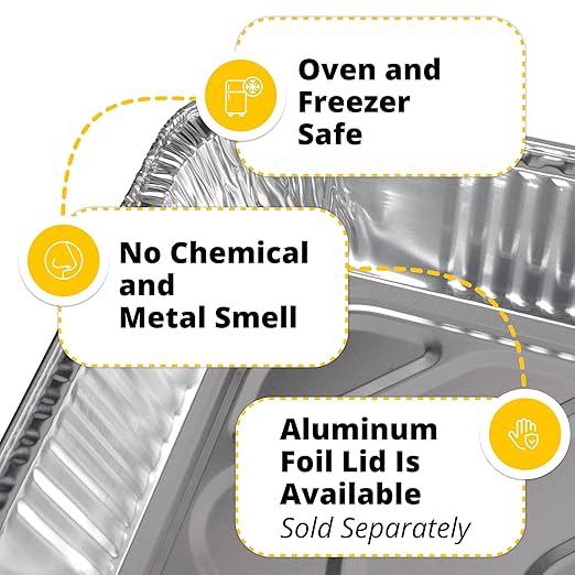 IDL Packaging Full Size Aluminum Steam Table Pans - Deep, 21" x 13" x 3" (pack of 10) - Disposable Foil Pan for Grilling, Roasting, BBQ, Cooking, Baking, Freezing