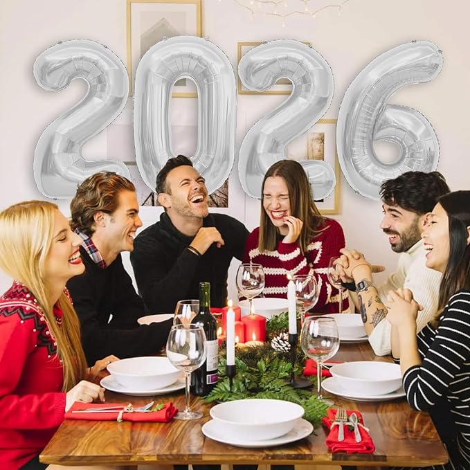 2026 Balloons, 40 inch 2026 Silver Number Balloons, 2026 Happy New Years Decorations, Large Foil Balloons Number for New Years Eve Party Supplies 2026, Class of 2026 Graduation Decorations