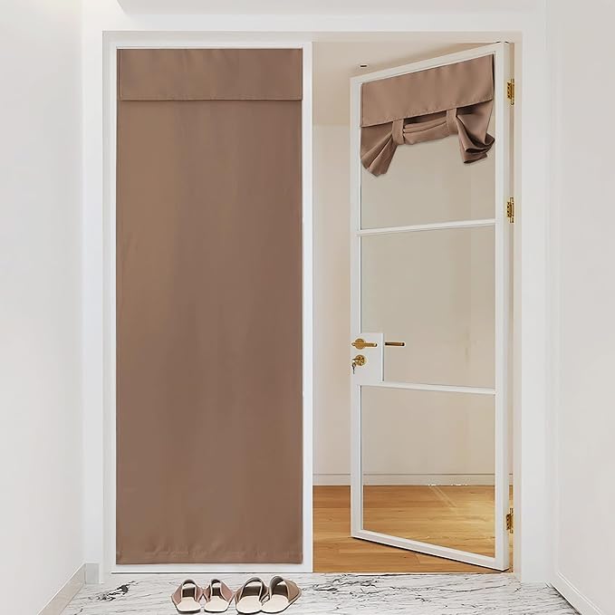 NICETOWN Doorway Curtains for Window, French Door Curtains for Front Back Door/Sliding Door/Patio Door, Thermal Insulated Window Covering for Office, 1 Panel, 42" W x 80" L, Cappuccino