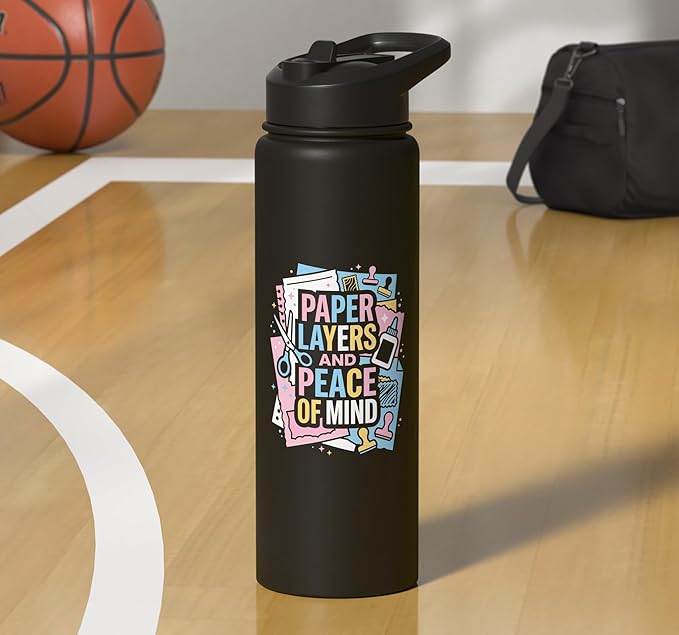 Paper Layers And Peace Of Mind Scrapbooking Stainless Steel Insulated Water Bottle