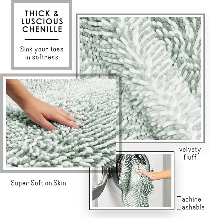 Clara Clark Bathroom Accessories Set - 27PC Bathroom Set with Adhesive Corner Shower Caddy Hanging, Bathroom Sets with Shower Curtain and Rugs, Ombre Green Shower Curtain Set with Bathroom Trash Can