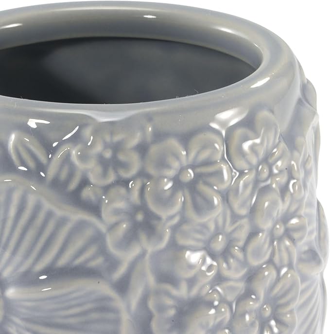 Nicole Miller – Tumbler, Floral Ceramic with Hand-Painted Accents, Elegant Home Decor – Perfect for Holding Toothbrushes and Bathroom Essentials (Camille)