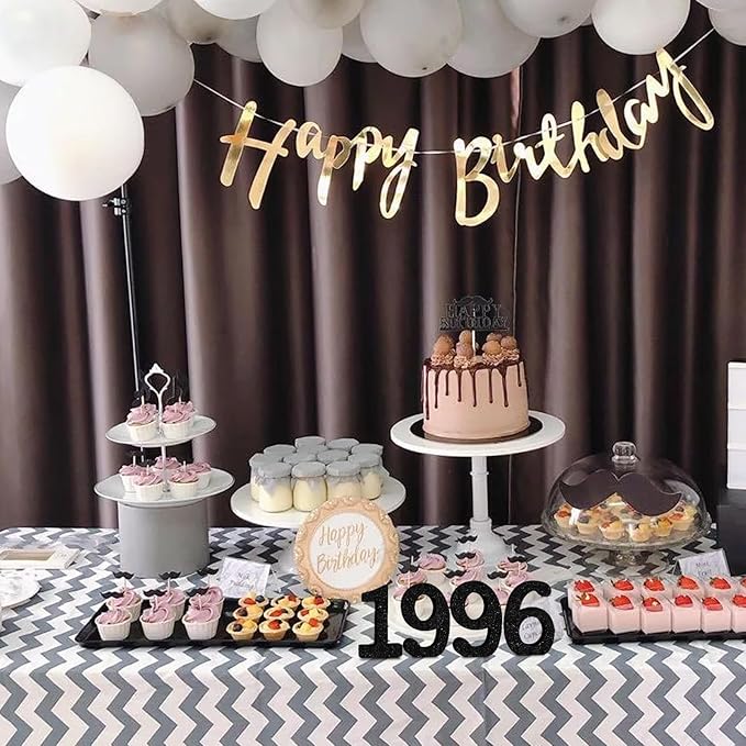 TONIFUL 4 Inch 1996 Black Glitter Table Centerpiece Sign 1996 Number Block for 30th Birthday Decoration,Thirty Years Old Birthday Table Decoration,Class of 1996 Reunion Decorations or Anniversary
