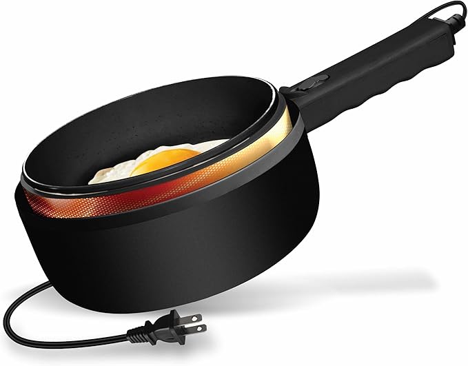 Hot Pot Electric 1.5L CERAMAX, Non-Toxic Ceramic Noodle Cooker Skillet with Steamer & Lid for Ramen, Pasta, Eggs, Soup - Fast Heating, Portable for Dorms, Camping, RVs, Office, Adjustable Temperature