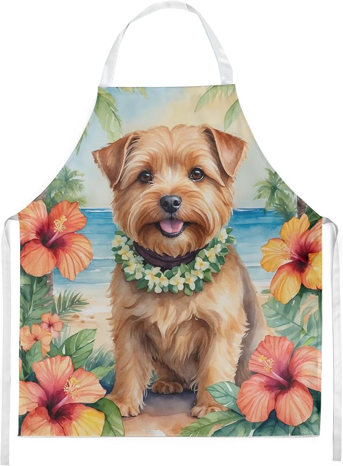 Caroline's Treasures Norfolk Terrier Luau Apron Cooking Kitchen Server Baking Crafts Gardening for Adult Women Men, Unisex, Large, Multicolor