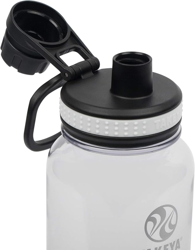 Takeya Tritan Water Bottle with Spout Lid - Durable Dishwasher-Safe Water Bottle - Simple, Modern Bottle - Reusable Water Bottle with Leak-Proof Lid - 40 oz, Clear