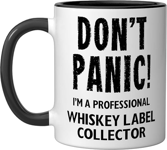 Whiskey Label Collector Ceramic Mug, Black/White