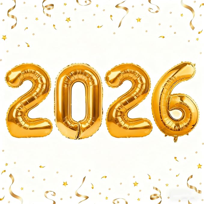 Giant Gold 2026 Number Balloons Large 32inch 2026 Foil Balloons Graduation for Happy New Year Party Supplies 2026 and Graduation Decorations Birthday Anniversary Party DecorDecor