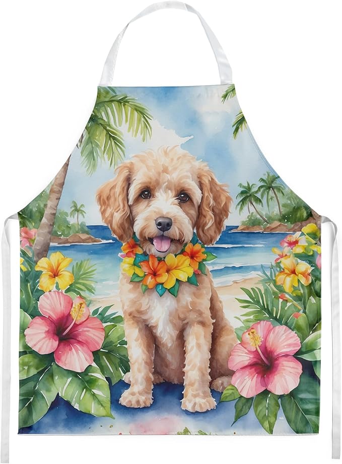 Caroline's Treasures Cockapoo Luau Apron Cooking Kitchen Server Baking Crafts Gardening for Adult Women Men, Unisex, Large, Multicolor