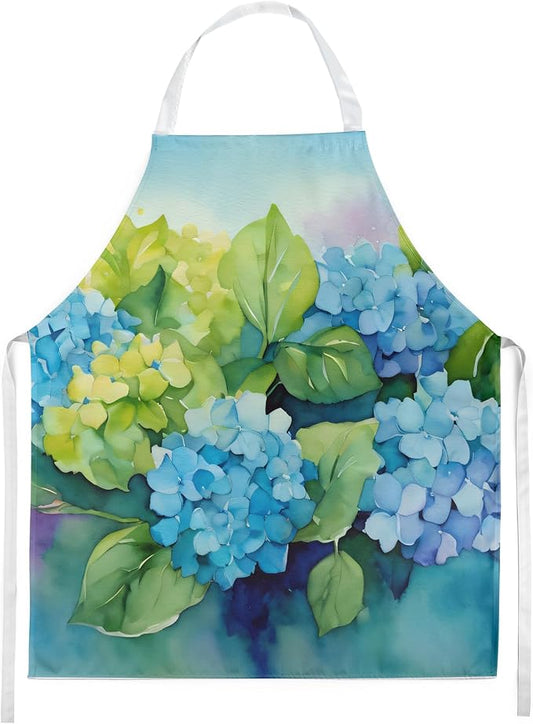 Caroline's Treasures Hydrangeas in Watercolor Apron Cooking Kitchen Server Baking Crafts Gardening for Adult Women Men, Unisex, Large, Multicolor