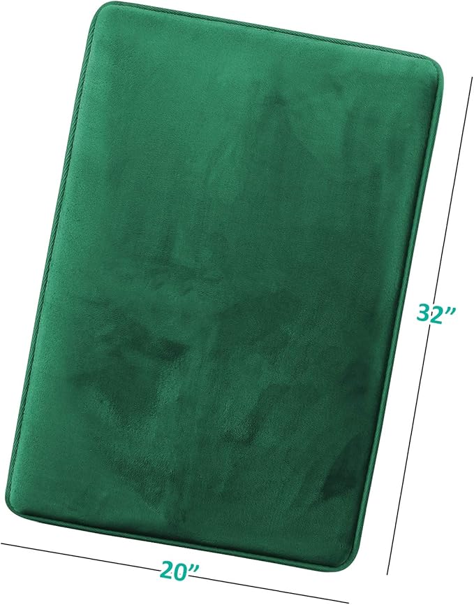 Clara Clark Bathroom Rugs, Velvet Memory Foam Bath Mat, Non-Slip, Machine Washable Bath Rugs - Dries Quickly, Ultra Soft Plush Bath Mats for Bathroom, 20 x 32, Hunter Green