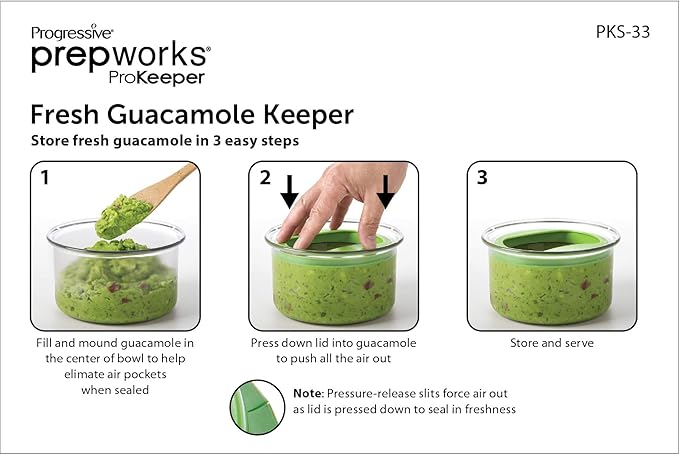 PREPWORKS ProKeeper Fresh Guacamole Plastic Kitchen Storage Container with Airtight Lid (Green), for Guacamole and Food Storage (Pack of 12)