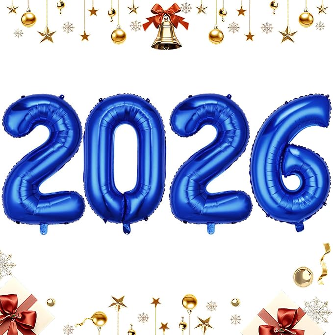 Royal Blue 2026 Balloons, Jumbo 40 Inch Foil 2026 Number Balloons, Grad Balloons for Class of 2026 Graduation Party, Royal Blue Matellic Foil New Year Birthday Home Office Party Supplies