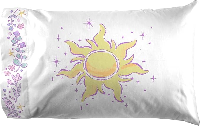 Jay Franco Kids Sheet Set with Fitted, Flat Sheets & Pillow Cover - Ultra-Soft Bedding with Pillowcase for Room Decor, Purple - Disney Princess Rapunzel, 4 Piece Queen