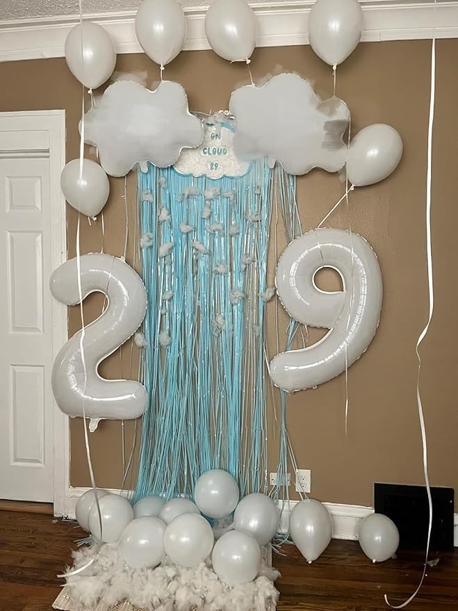 White Birthday Two Balloons Number, Balloon Numbers 2 for Girl Boy Baby Shower, Numbers 40 Inch for 2 12 22 2025 Graduation Party Wedding Anniversaries Celebration