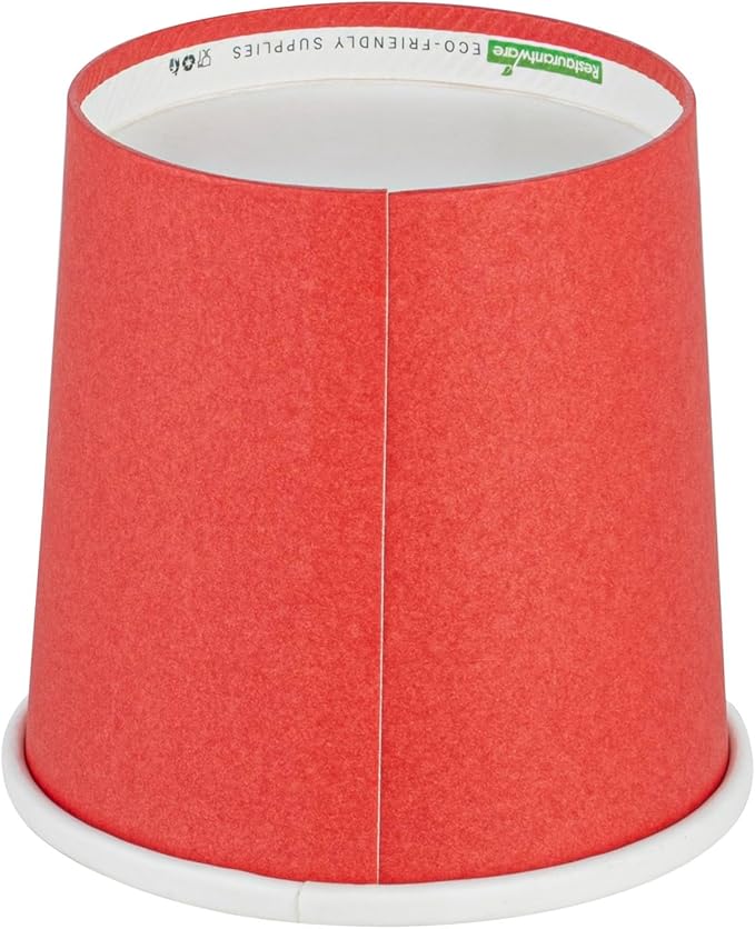 Restaurantware-Bio Tek 12 Ounce Disposable Soup Cups, 200 Microwavable Paper Soup Cups - Vented Lids Sold Separately, Hot And Cold Foods, Red Paper To Go Soup Containers, For Desserts Or Treats