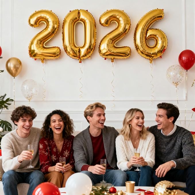 2026 Balloons Gold Number 2026 Balloon-16 Inch Number Foil Balloons for Graduation Party Decorations 2026