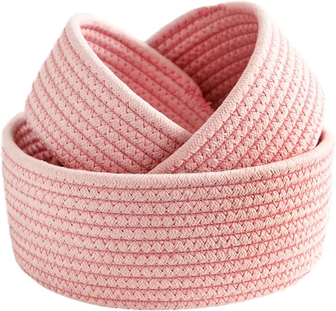 BFYDOAA Cotton Rope Cube Shelf Storage Baskets for Organizing,Decorative Basket for Closet Storage, Baskets for Baby Kid Toys, Soft Cotton Basket Bins for Bathroom Bedroom Organizing