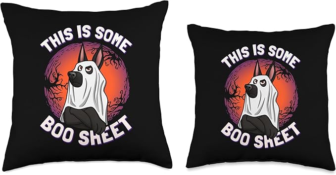 Boo Sheet Halloween Black German Shepherd Throw Pillow, 18x18, Multicolor