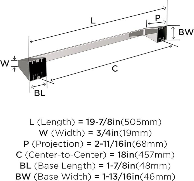 Amerock Blackrock Polished Nickel 18 inch (457mm) Towel Bar, BH36003PN