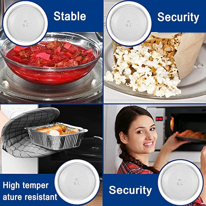 LIGUOYI Universals Microwave Turntable Glass Plate with 3 Fixtures, 0.5cm Thicke, 360° Microwave Glass Turntable Plate, Microwave Glass Tray Scratch-Resistants, High Temperature Resistants