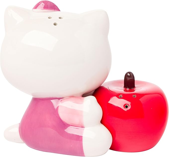 Silver Buffalo Sanrio Hello Kitty 3D Ceramic Salt and Pepper Shaker Set, 5.25” L x 2.6” W x 4” H