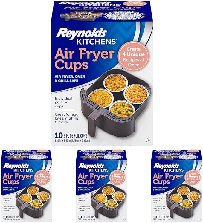 Reynolds Kitchens Air Fryer Cups, Easily Cook Individual Air Fryer Food and Non-Traditional Foods, Great for Meal Prepping and Picky Eaters, Oven-Safe and Grill-Safe, 40 Pack, 8 fl oz.