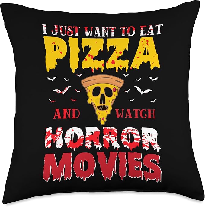 This is Boo Sheet Halloween 2023 Lazy Costume 2023 Eat Pizza & Watch Horror Movies Vintage Lazy Halloween 2023 Throw Pillow, 18x18, Multicolor