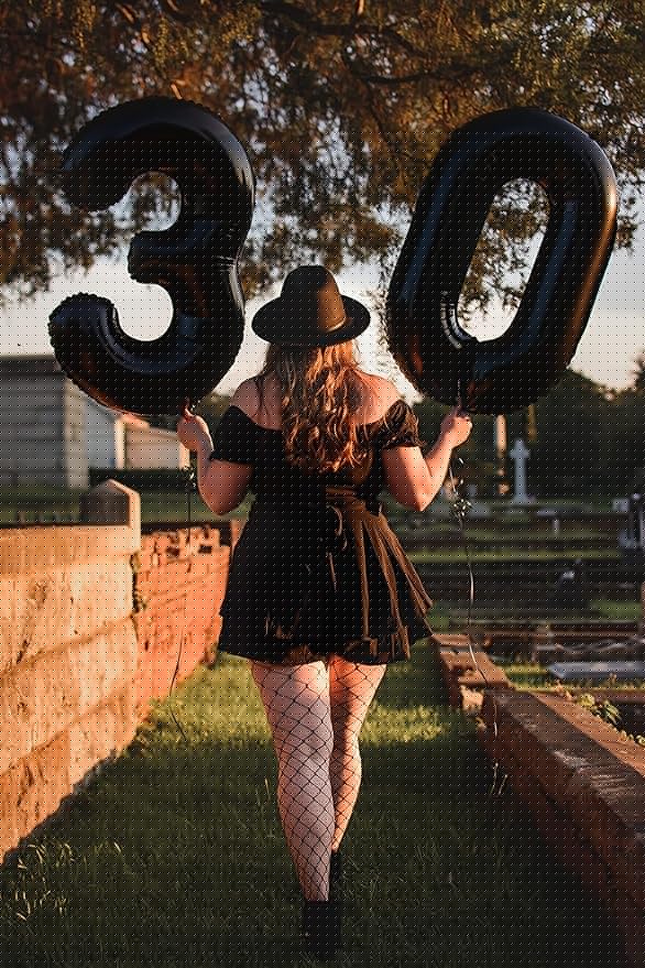 30Th Birthday Decorations For Her Him, Black Number 30 Balloons for 30 Birthday Decor, Happy 30th Party Photo Prop for Wedding Anniversaries Event Supplies