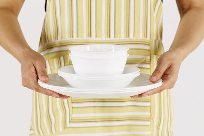 CORELLE J420-N CP-9637 Plate, Outer Diameter 8.5 x Height 1.6 inches (21.5 x 4 cm), Break-Resistant, Lightweight, Winter Frost White, Deep Plate, Set of 5