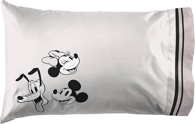 Jay Franco Kids Sheet Set with Fitted, Flat Sheets & Pillow Cover - Ultra-Soft Bedding with Pillowcase for Room Decor, Black - Mickey and Friends, 3 Piece Twin