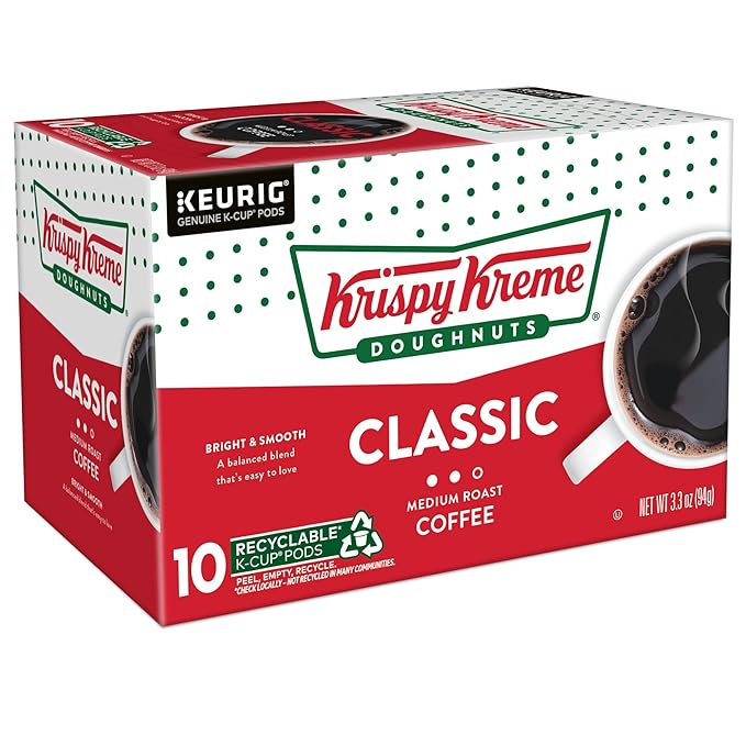 Krispy Kreme Classic Keurig Single-Serve K-Cup Pods, Medium Roast Coffee, 60 Count (6 Packs of 10)