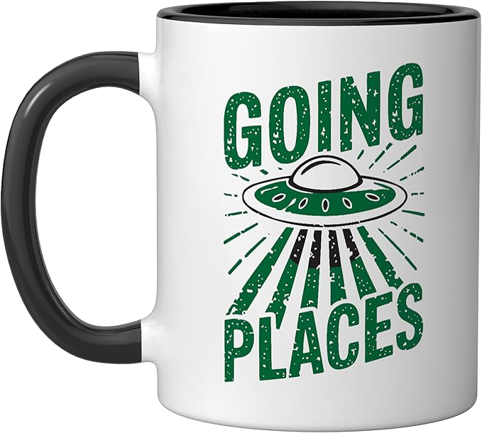 Alien Lover Conspiracy Theory Scifi Extraterrestrial UFO Ceramic Mug, Black/White