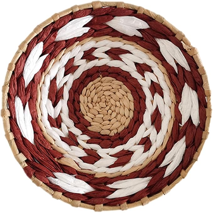 Duiaynke Woven Decor, Hanging Baskets Unique Tapestry for Hallway Bedroom Living Room Home Decorations (Red 20cm)