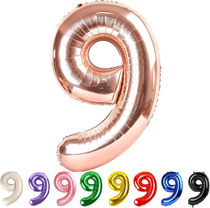 Numbers 9 Balloons Rose Gold Party Decorations for Women Men, 40 In Big Balloons for Engagement, Wedding, Celebration Party, Graduations, Photo Shoot