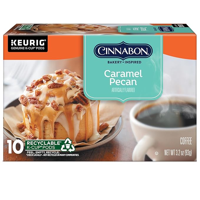 Cinnabon Caramel Pecan Coffee, Keurig Single Serve K-Cup Pods, 60 Count (6 Packs of 10)