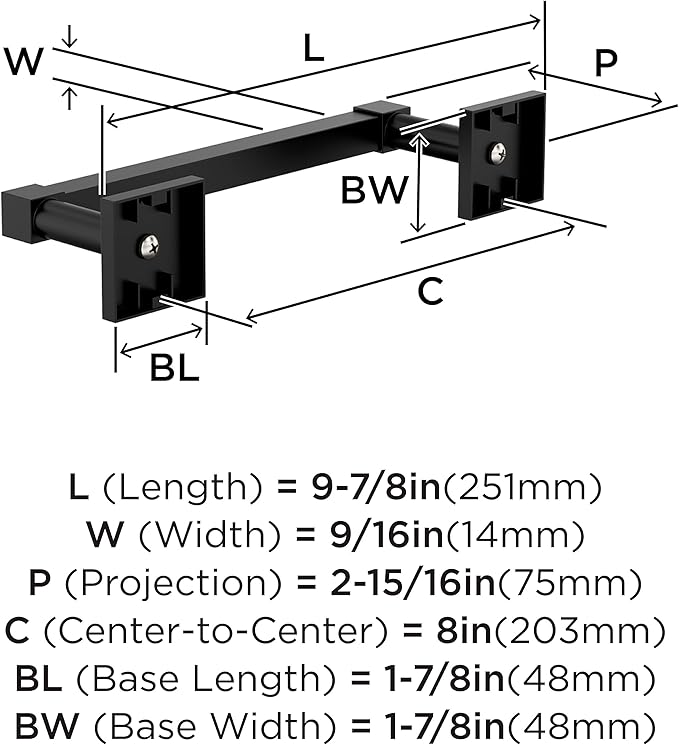 Amerock Appoint Matte Black 8 inch (203mm) Towel Bar, BH36075MB