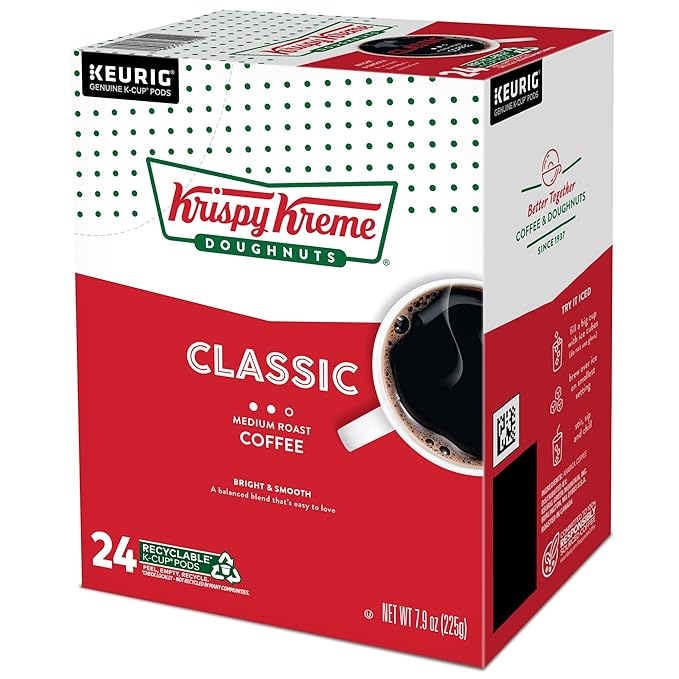 Krispy Kreme Classic Coffee, Keurig Single Serve K-Cup Pods, Medium Roast, 96 Count