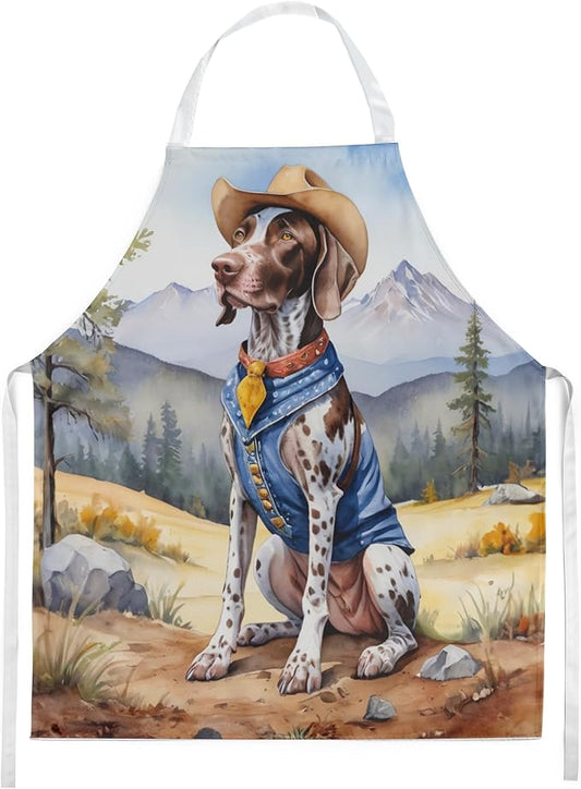 Caroline's Treasures German Shorthaired Pointer Cowboy Welcome Apron Cooking Kitchen Server Baking Crafts Gardening for Adult Women Men, Unisex, Large, Multicolor