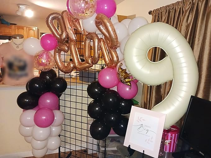 40 Inch Beige Numbers 9 Balloon, Balloons Decorations for 9 19 90 Birthday Party, Engagement, Wedding, Graduations, Photo Shoot Supplies