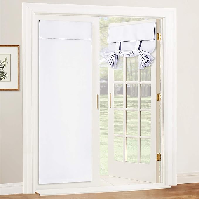 RYB HOME Door Window Curtain - Privacy Thermal Insulated Front/Tricia/Patio French Door Glass Window Curtains for Living Room Dining, W36 x L69 inch, 1 Panel, Pure White