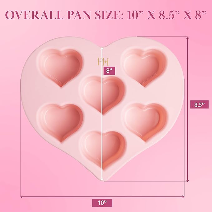 Paris Hilton Heart Silicone Cake Pan, Nonstick Heart Shaped Mold, Oven Safe Bakeware for Cakes, Brownies, and Desserts, 6-Cup, Pink