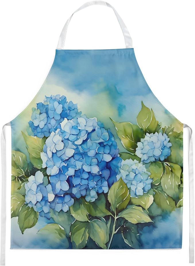 Caroline's Treasures Hydrangeas in Watercolor Apron Cooking Kitchen Server Baking Crafts Gardening for Adult Women Men, Unisex, Large, Multicolor