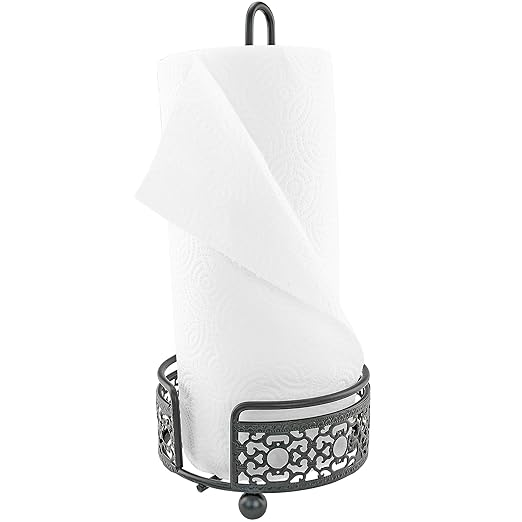 Rustic Black Metal Paper Towel Holder – Victorian-Style Countertop Dispenser, Wrought Iron Kitchen Decor